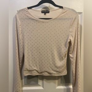 Rhinestone mesh long sleeve
